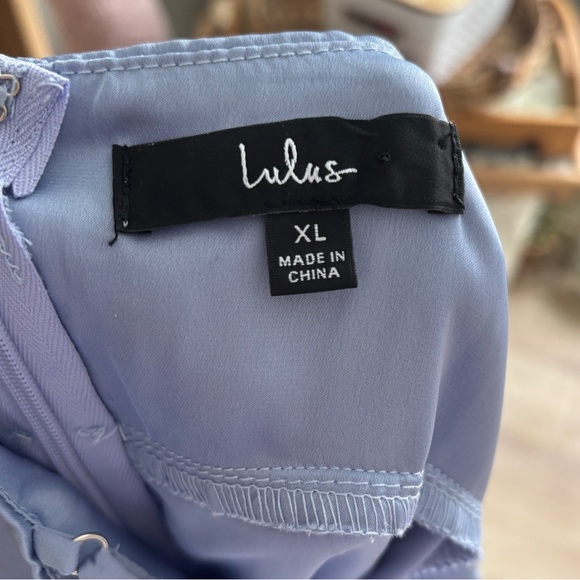 🦋 LULUs Lustrous Love Dusty Blue Satin Halter Cutout Mermaid Maxi Dress. Size XL - Picture 8 of 8